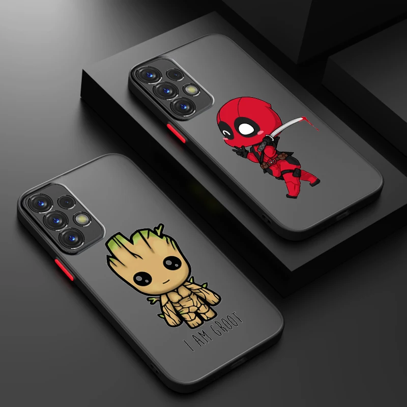 SpiderMan Deadpool Heroic Anime Frosted Translucent For Samsung Note 20 A35 A03 A54 A31 A22 A34 A14 A24 A04 A55 5G Back