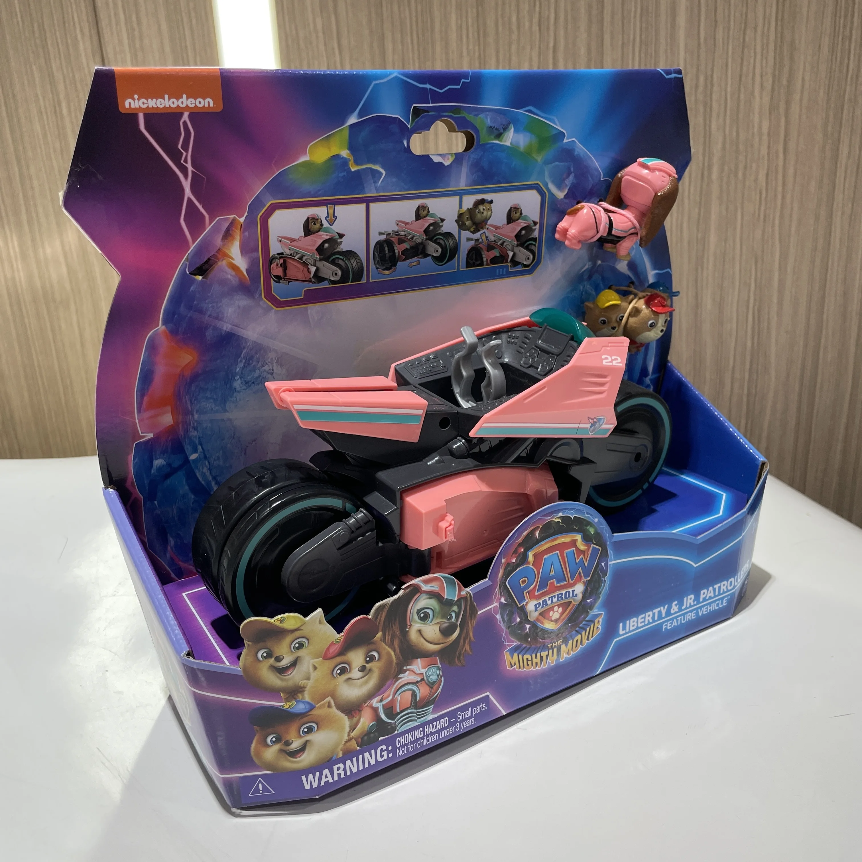 Original Paw Patrol Mighty Movie Liberty & Poms Vehicles Rescue Car with cats Action Figure Boy Girl Children Birthday Gift