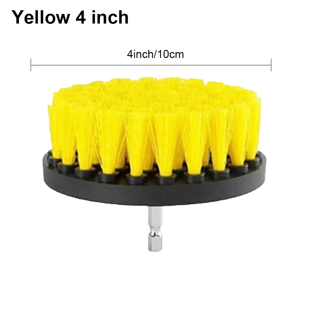 

1 шт., 4-дюймовая электрическая дрель, щетка для чистки, синяя, желтая, нейлоновая щетка для чистки, щетка для чистки ковров, кожи, стекла
