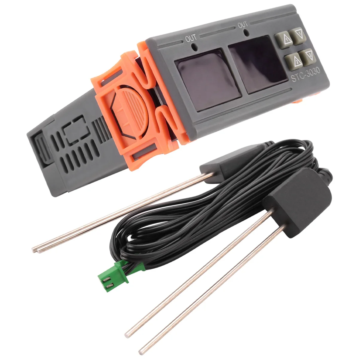 DC24V STC-3030 Dual Digital Soil Humidity Controller Hygrometer 2-Way Output Soil Moisture Sensor Probe Cable