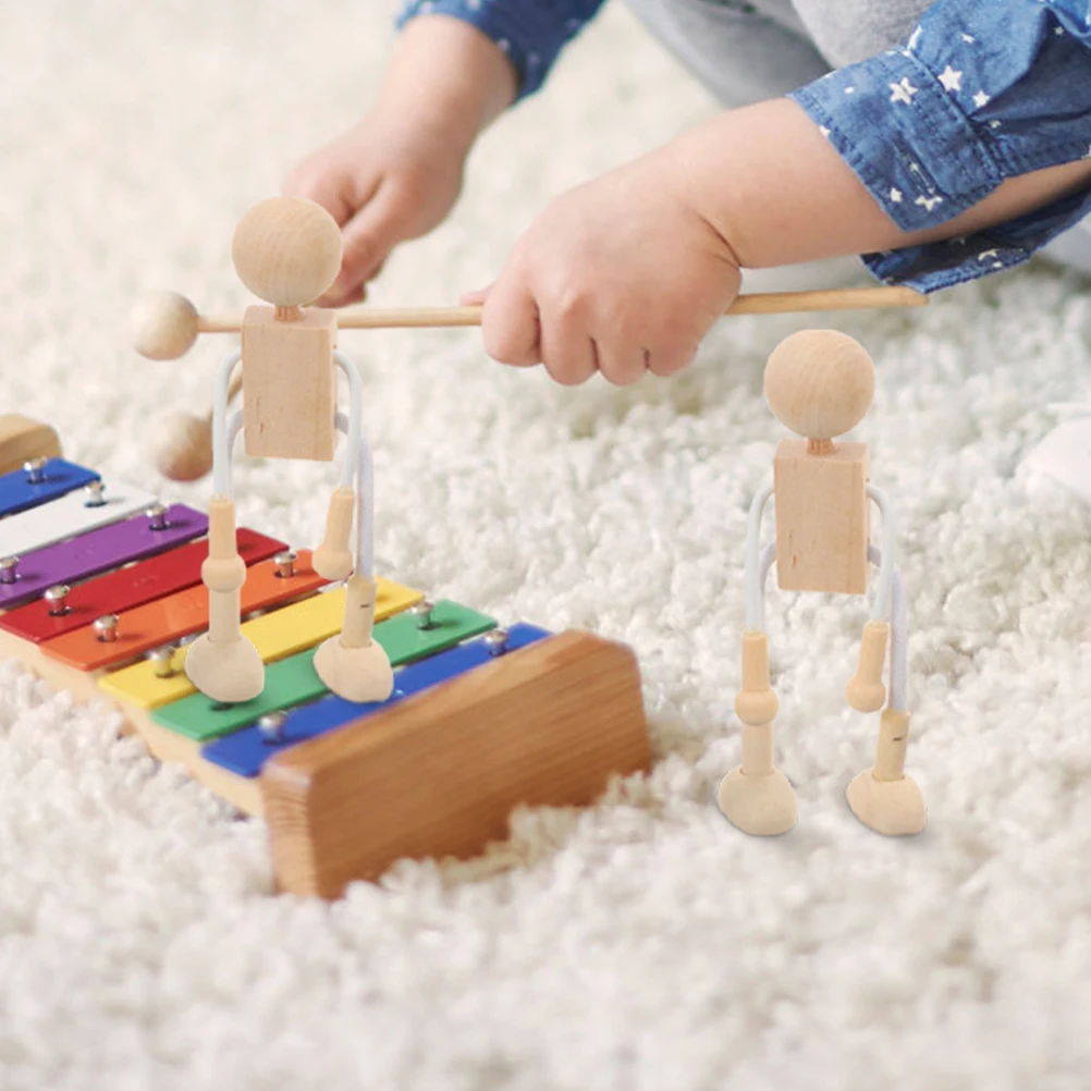 Ensemble de 8 pièces de chevilles en bois non peintes pour enfants, activités artisanales, maison de poupée miniature, jouets de bricolage, fournitures d'art éducatives