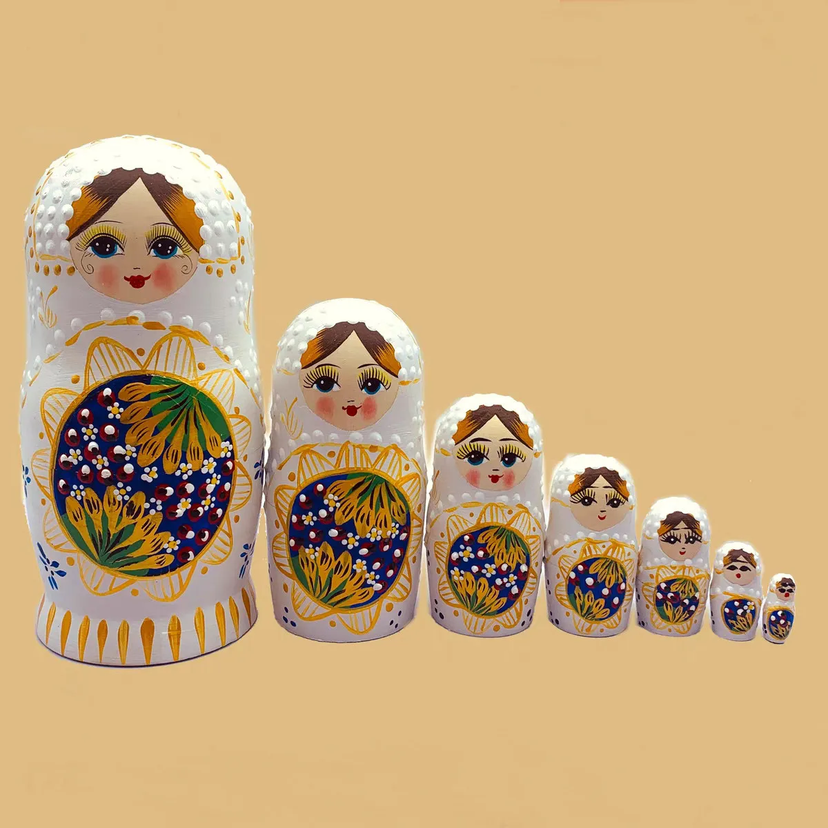 

Матрешка 7-слойная, белая, из липы, ручной работы, развивающая игрушка, праздничный подарок, украшение