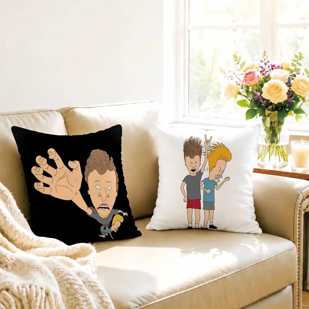 B-Beavis and B-Butt-H-Head Pillow Case Square Double-Sided Sofa Cushion Cover Bedroom Bedside Pillow Gift