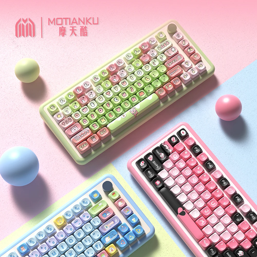 Original Theme Keycaps MCA Profile cute Anime PBT Keycap custom For Mechanical Keyboard with iso layout and 7U space bar