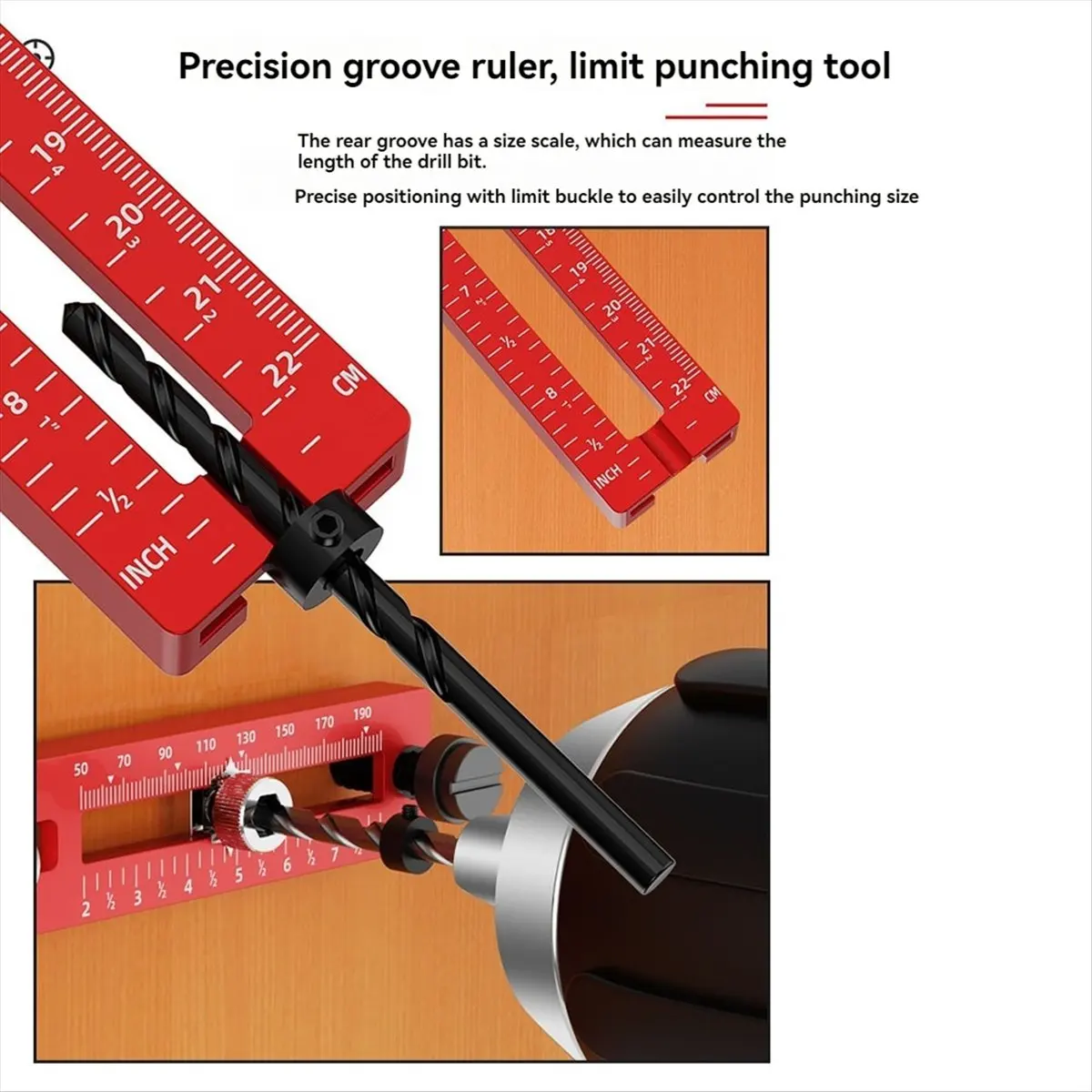 ABJY Metric/Inch Handle Template Jig Drill Guide Cabinet Handle Knob Template Locator Drawer Installation Positioning Ruler
