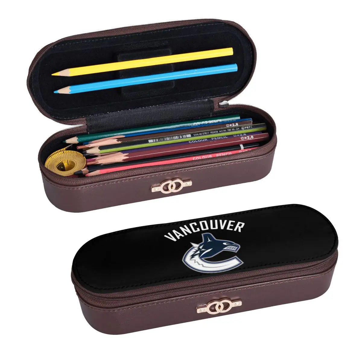 Vancouver Hockey Canucks White Essential Active Leather Pencil Case Pencil Pouch Storage Stationery Supplies Pen Box