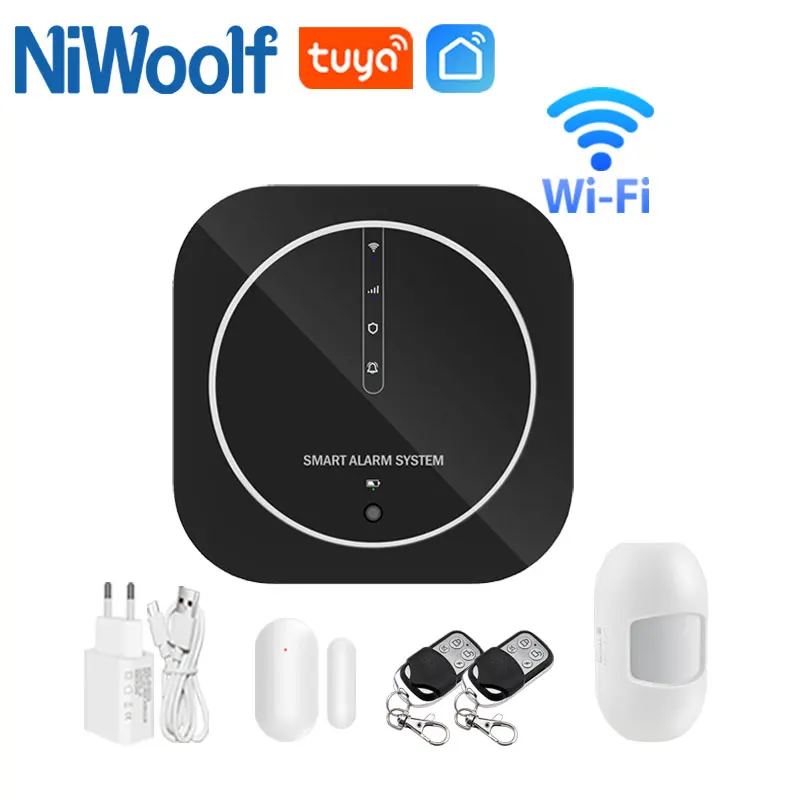 Wifi GSM Home Alarm System Black Burglar Security Alarm Host Tuya Smart APP Control Compatible Alexa Google