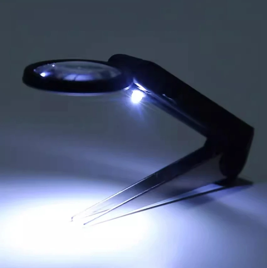 High-Definition 10x Portable Magnifier With Clip Led Light for Magnifying Glass Jewelry Seal Eyebrow Tattoo Eyelash Beauty