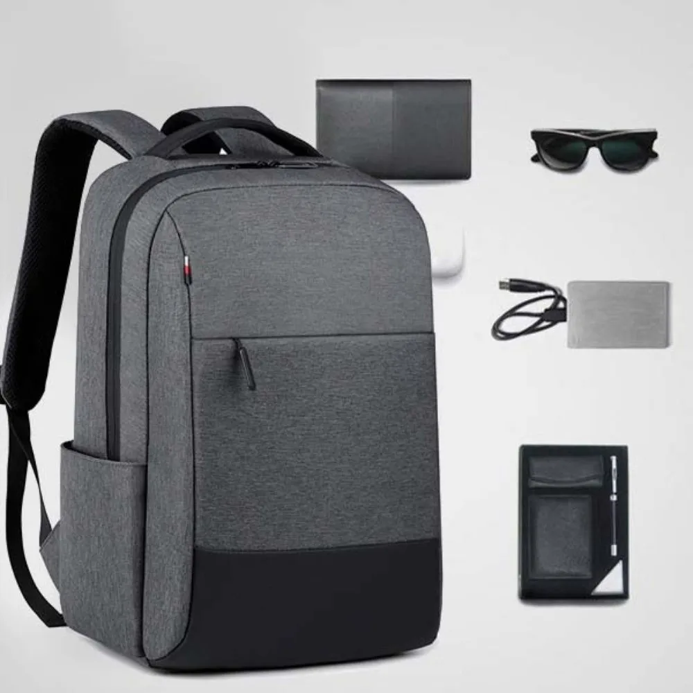 حقيبة ظهر للرجال بسعة كبيرة مقاومة للماء من قماش أكسفورد حقيبة مدرسية للطلاب مع منفذ شحن USB حقيبة سفر