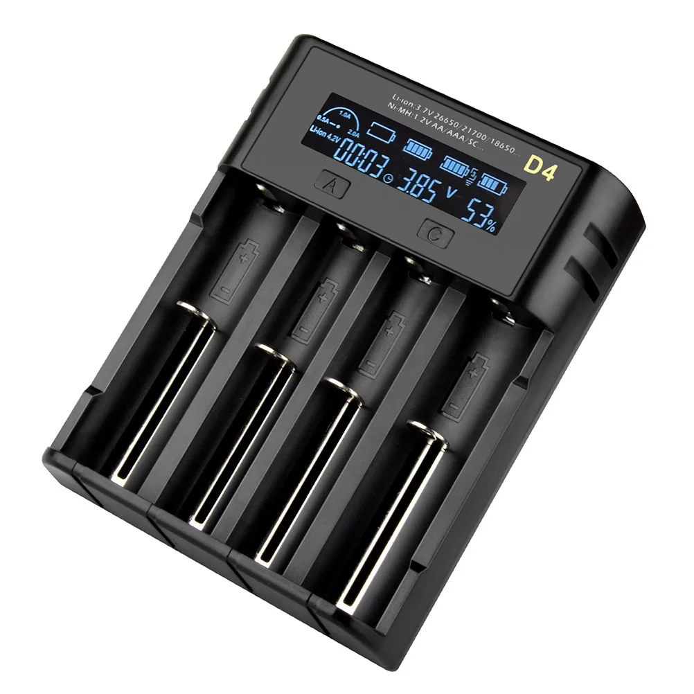 4 Slot Smart LCD for Aa Aaa C F6 Rechargeable Batteries USB Powered Charging Dock with Shut Off