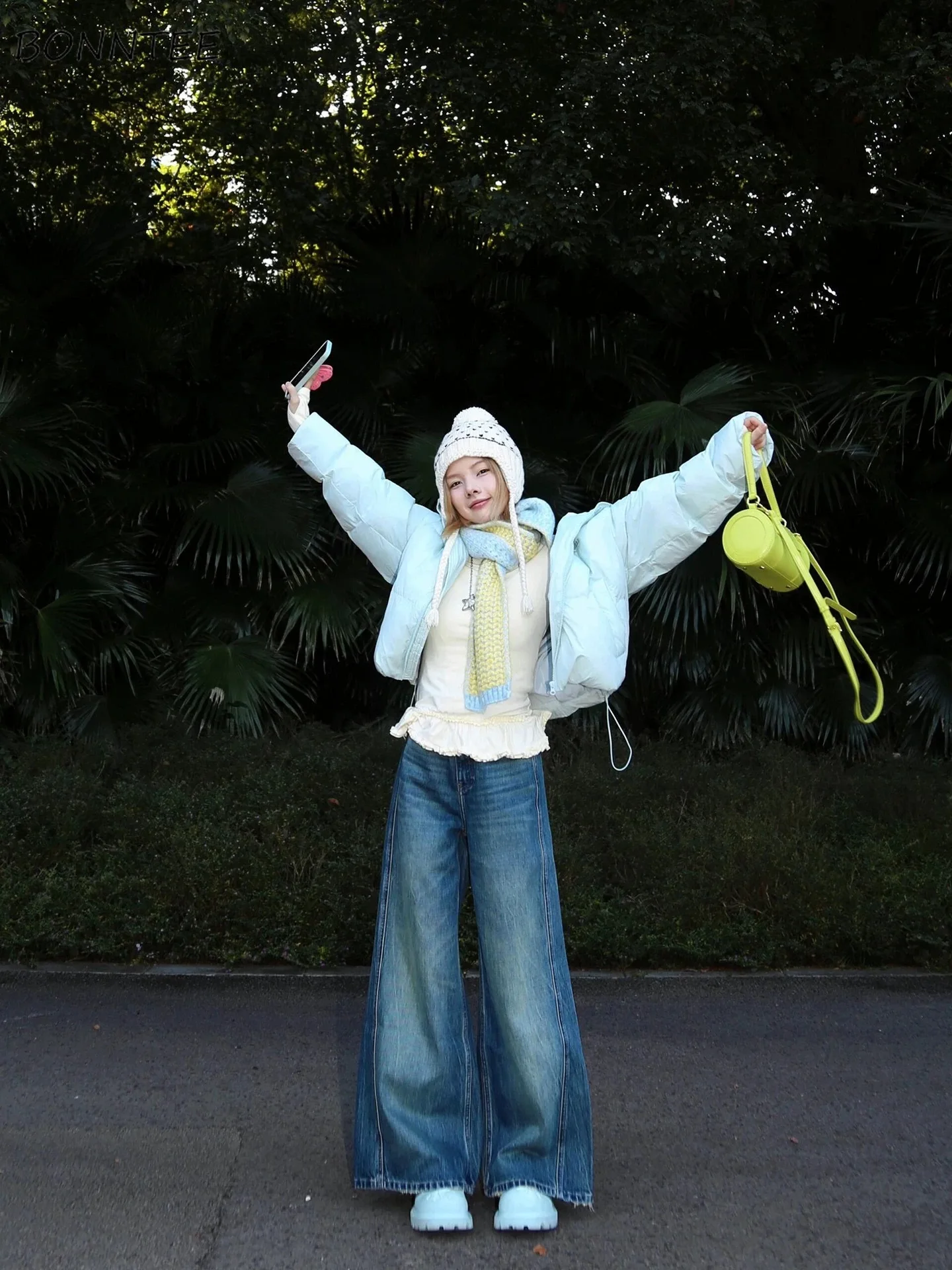 

Парки женские милые для девочек ленивые свободные теплые Ulzzang зимняя модная утепленная верхняя одежда синяя с капюшоном уличная универсальная новая эстетика