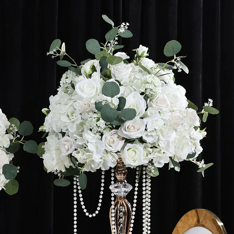Weiße Rose, Calla-Lilie, Orchidee, grüne Hortensie, Tischdekoration, künstliches Blumenarrangement, Hochzeitsbankett-Tisch, Blumendekoration – Detail 6