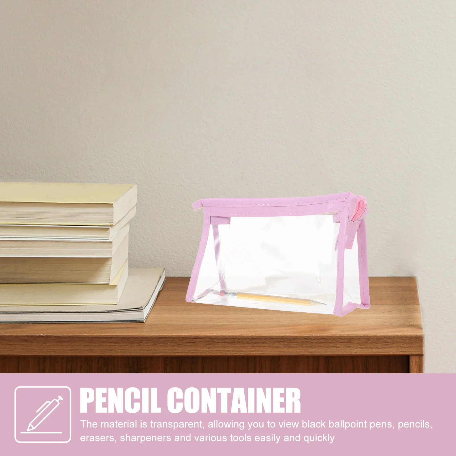 

2Pcs PVC Pencil Bags Materials Safe Storage Space for Stationery Pens Coins Rulers Pencils Organizer