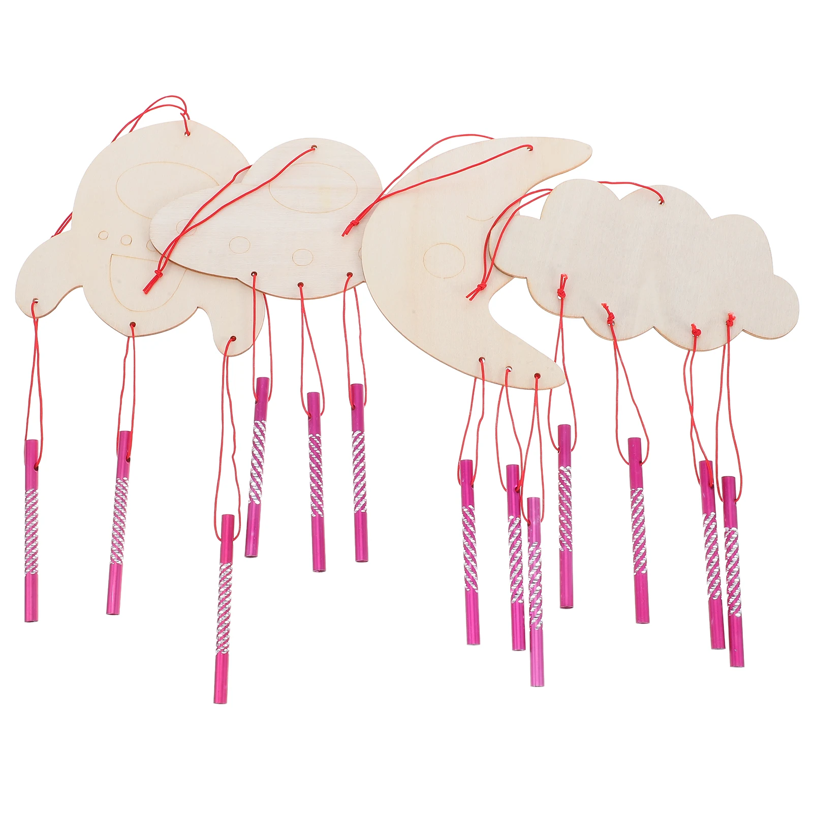 

4 Sets Creative Coloring Wind Chimes Kids Crafts Kits Wooden Painting Animals Child DIY Wind Chime Kit Preschool Craft Indoor