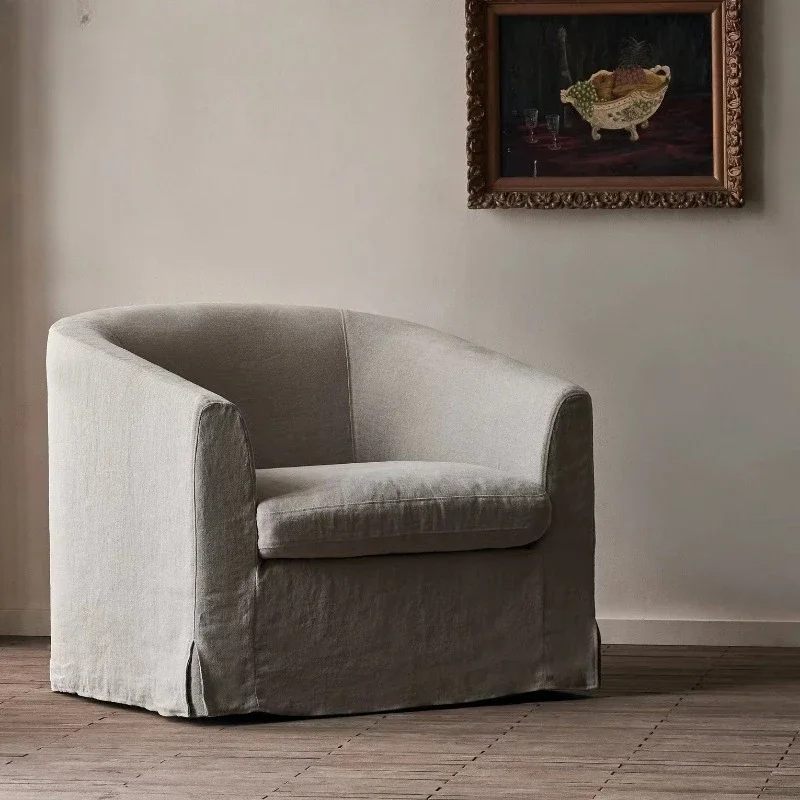 Wabi-sabi tissu en lin amovible et lavable rangée droite petit appartement salon B & B hôtel canapé en tissu rétro japonais