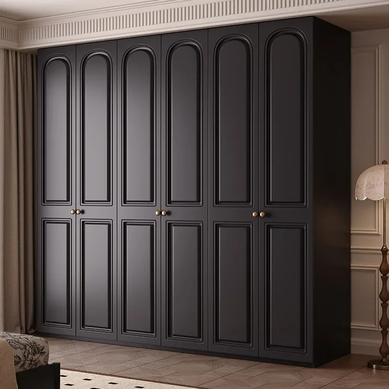 Shelves Cabinets Wardrobe black Doors Orgnizer Luxury Clothes Cupboards Closet Glass Storage Guarda Roupa Bedroom Furniture