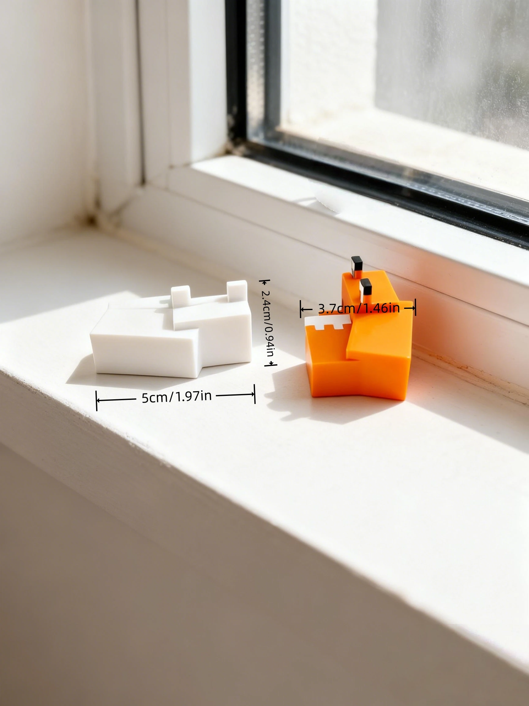 2 Pieces - 3D Printed Sleeping Cube Fox Figurines, Indoor and Outdoor Table Decorations, Wedding, Birthday, Christmas, New Year Gifts, Party Favor Fillers