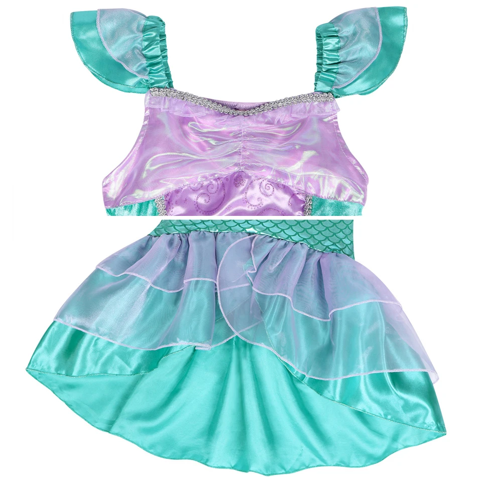 Girl Summer Mermaid Dress Ruffles Fishtail Princess Costume Children Birthday Surprise Gift Theme Party Outfits Kids Clothes