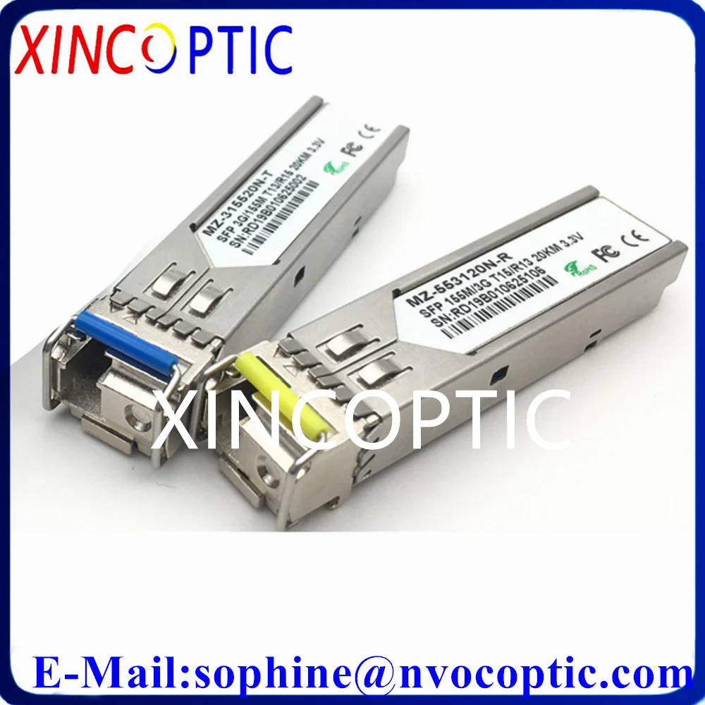 2Pair 3G/155M SDI Video BiDi WDM T1310 /R1550  20KM T1550/R1310 LC Bi-directional SFP Fiber Transceiver Module