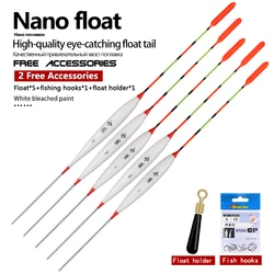 5pcs/Lot Nano Fishing Floats+5 Float Tubes+1 Bag Hooks+1 Buoy Holder Shallow Water Buoy Fresh Water Bobber Fishing Accessories