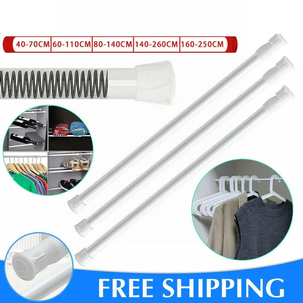 

Bathroom Spring Loaded Extendable Telescopic Voile Tension Curtain Rail Pole Rod 30-50cm,40-70cm,60-110cm Bathroom Accessories