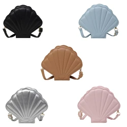 E74B Solid Color Crossbody Bag for Women Shoulder Bag PU Leather Messenger Bag Shopping Dating Bag Fashion Seashells Bag