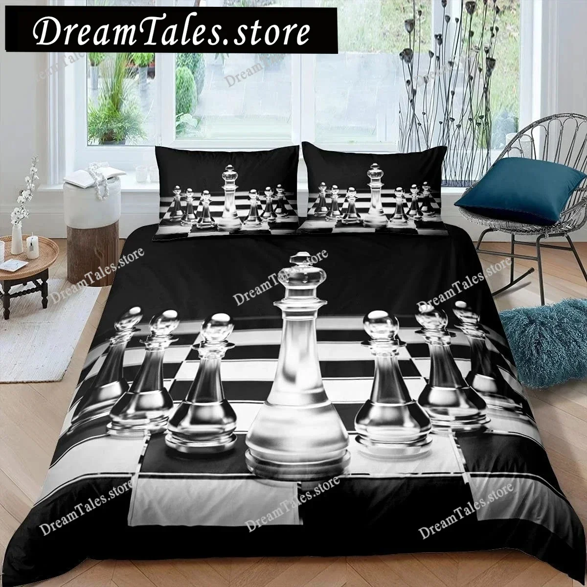 

3D Print International Chess Bedding Set Duvet Cover Bed Set Quilt Cover Pillowcase Comforter King Queen Size Boys Adult369
