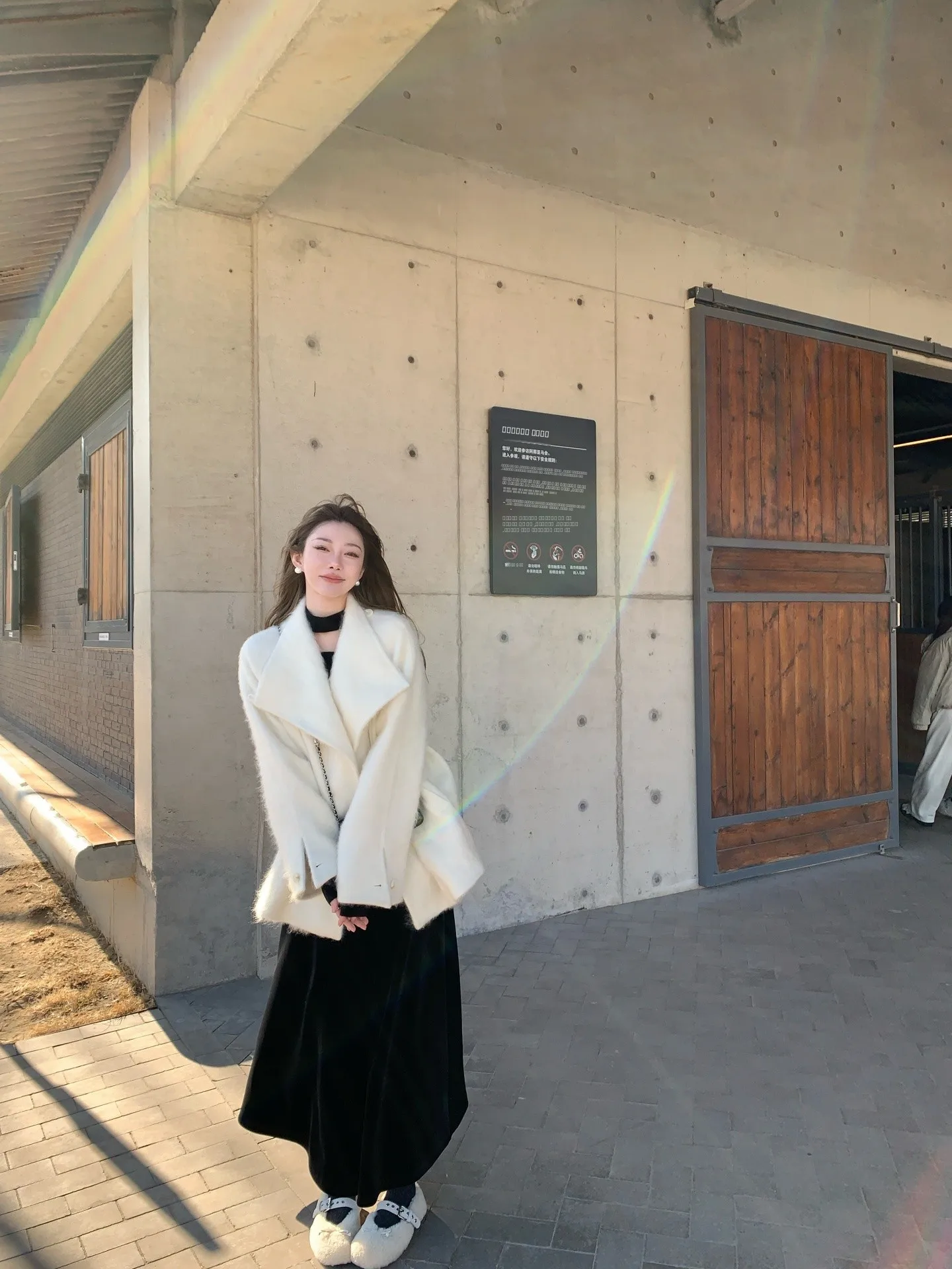 

Retro Velvet Tweed A-Line Midi Skirt by Tannin Autumn Winter Long Skirt f Body High Waist Elastic Waist Casual Sle