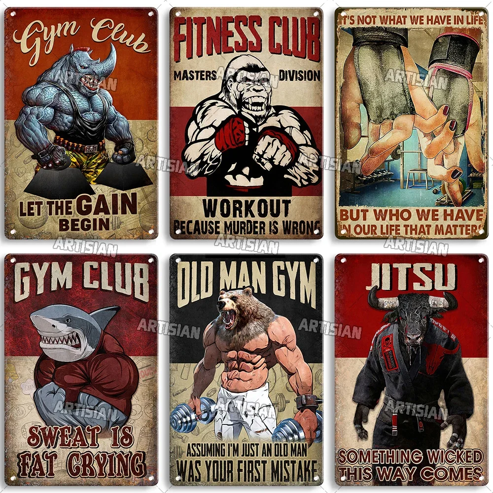 ملصق K kunstler lustige Sport Metall Zeichen Fitness Zinn ملصق استوديو اللياقة البدنية ديكور Platte عصا الديكور المرآب بار نادي الحانة