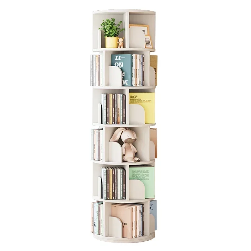 360° Rotating Bookcase Storage Floor Simple Kids Bookshelf Picture Book Shelf Simple Student Estanterias Home Furniture