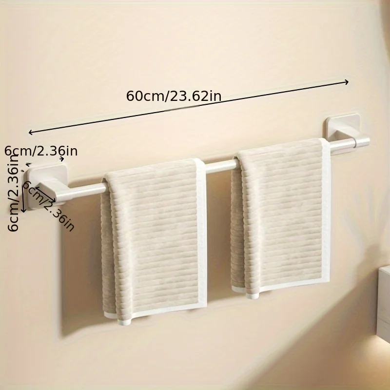 1 Stück Badezimmer-Einrichtungen, weiß, nicht perforiert, Wandmontage, Badezimmer-Handtuchhalter, Größe 40–60 cm, Aufbewahrungsregal, Handtuchhalter – Detail 11