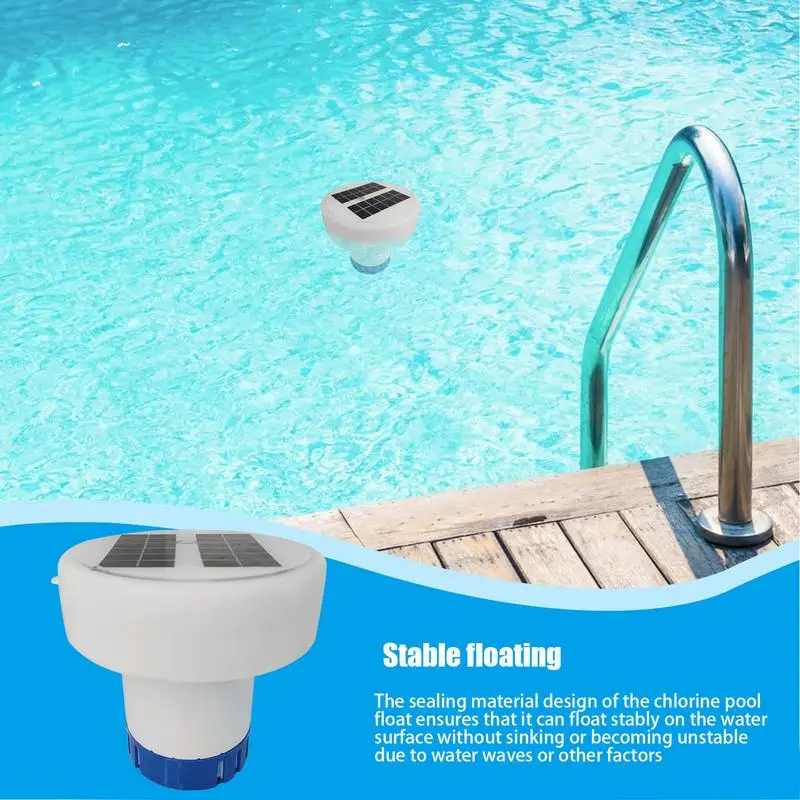 Solar Pool Chlorine Floater with Colorful Solar Lights Waterproof Floating Chlorine Dispenserflow Adjustable Chlorine Tablet