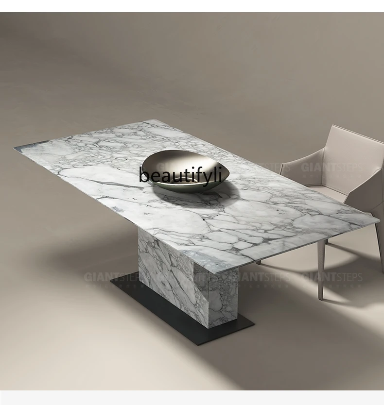 

Dining Table Nordic Modern Table Italian Minimalist Rectangular Natural Marble Dining Table and Chair