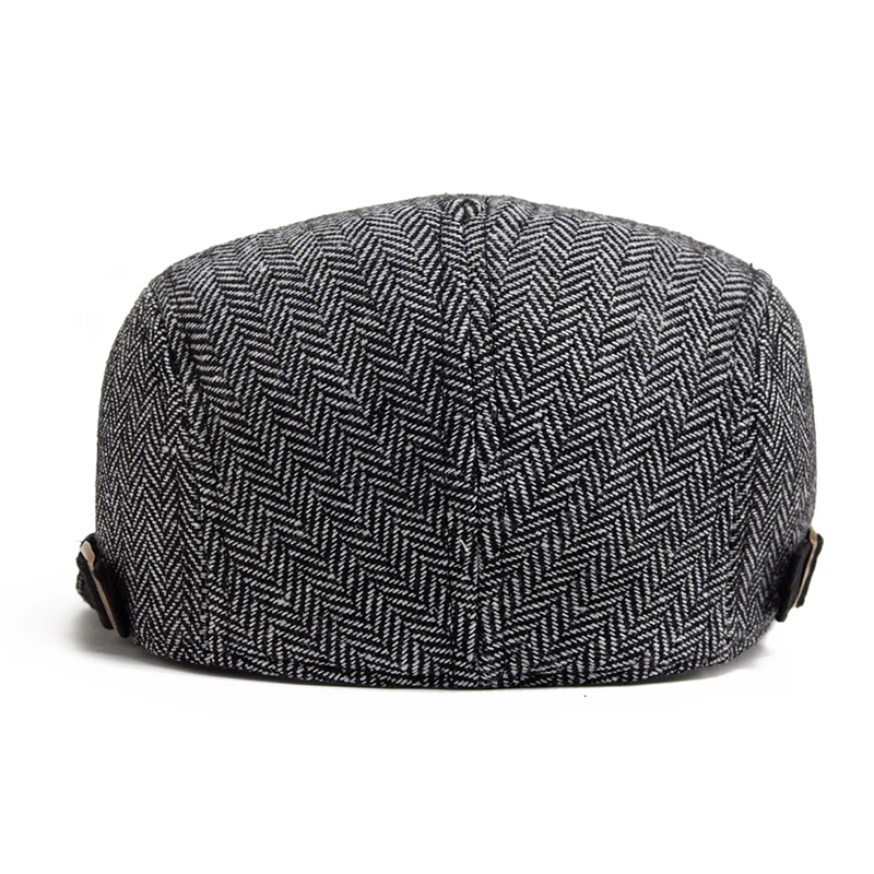 New Herringbone Vintage Beret Men Autumn Winter Casual Flat Visor Hat Berets Retro Fashion Newsboy Cap Men\'s Adjustable