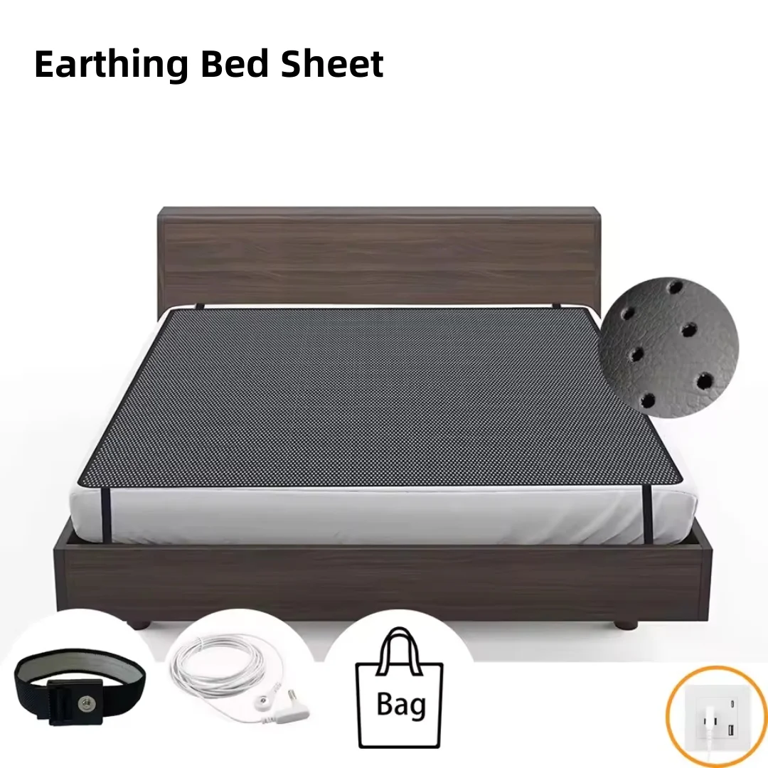 

Earthing Bed Sheet Premium Ground Therapy Matss for Sleep Breathable Conductive Pad Antistatic Improve Health