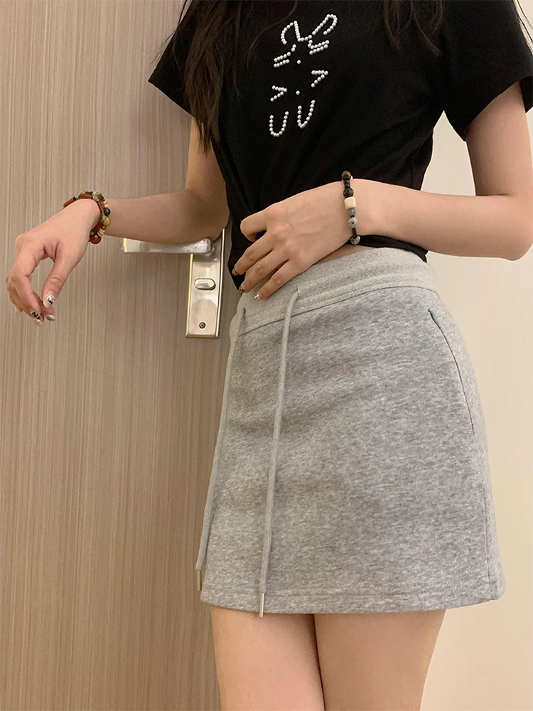 

American Sle ey Casual A-Line Skirt Women plus Size Slimming High Waist ort Skirts Commute Pure Color Other Material