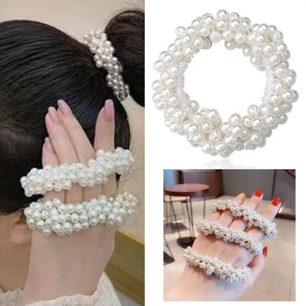 

Hot Pearl Beaded Pearl Hair Rope Charm Elegant Ponytail Holder Hair Accessories for Women and Girls