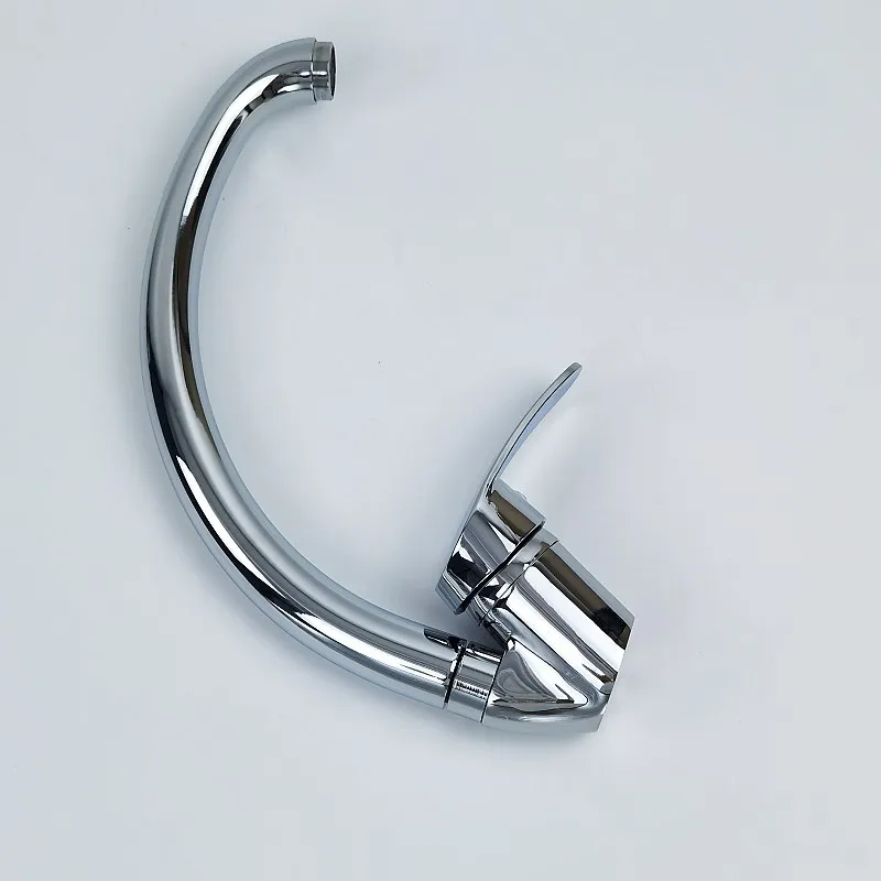 Household Kitchen Faucet 360° Rotation Kitchen Hot and Cold Faucet Single Handle Deck Mounted Polished Basin Sink Mixer Tap