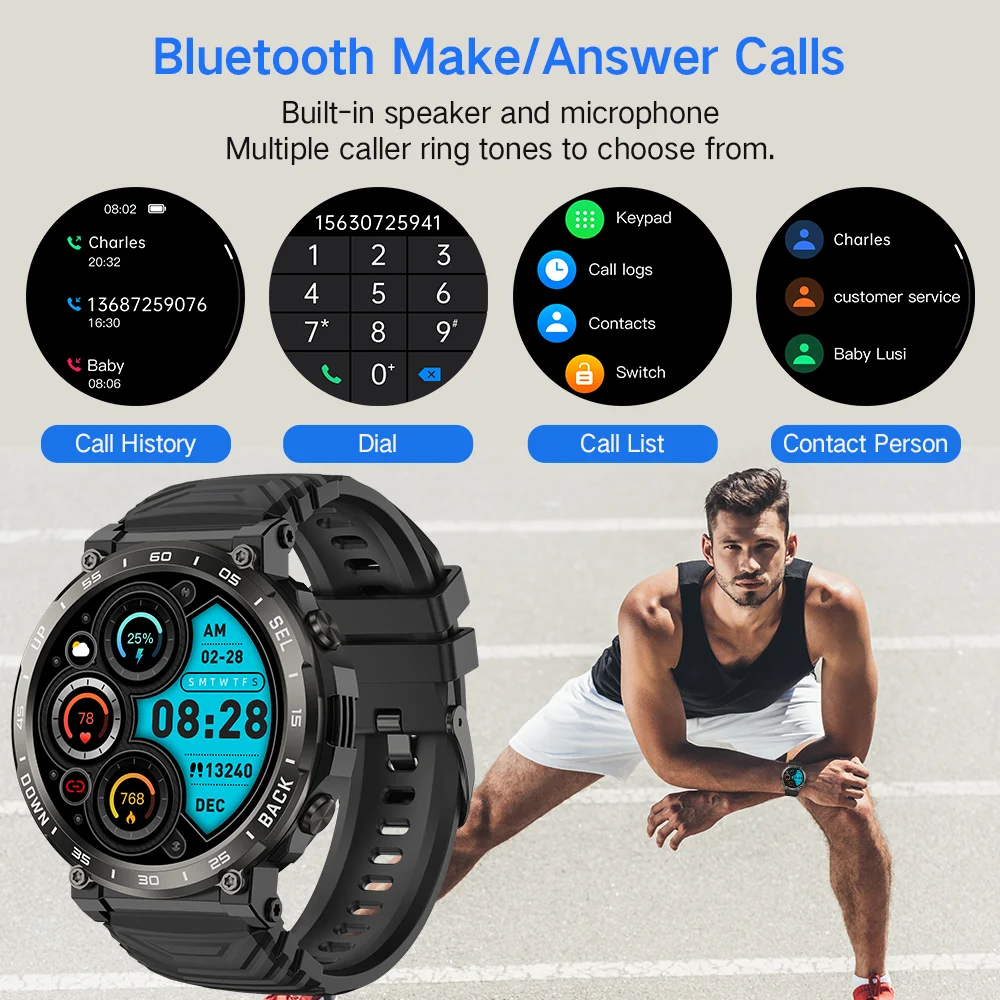 IUTECH 2024 Smart Watch For Men 1.52 Inch HD Display Touch Bluetooth Call Watch Heart Rate IP68 Waterproof Swimming SmartWatch