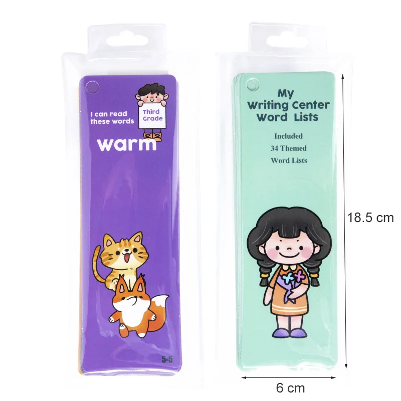 Paper English Cognitive Learning Card Creative Bookmark Page Cartoon Student Graphic Word Card Vocabulary Card Educational Toys