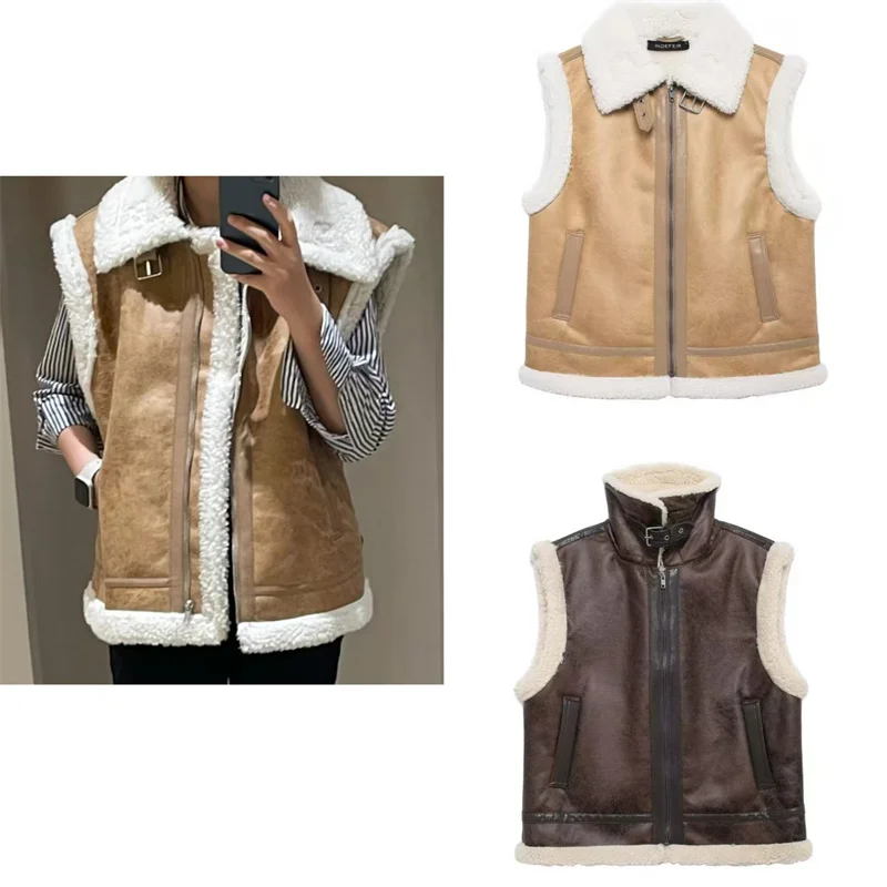 

Женский жилет 2025, новый зимний однотонный жилет без рукавов, удобный и теплый жилет на молнии, повседневный, модный, универсальный