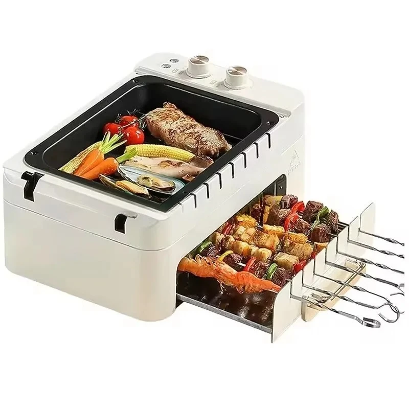 

Electric Kebab Grill Machine - Automatic Rotating Skewers with Rotisserie Function for Indoor Smokeless BBQ