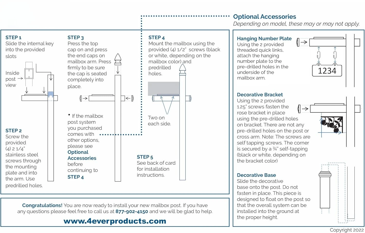 Vinyl Mailbox Post System - Includes Black Steel Mailbox and Custom Address Plate (White)·Factory Direct Sales