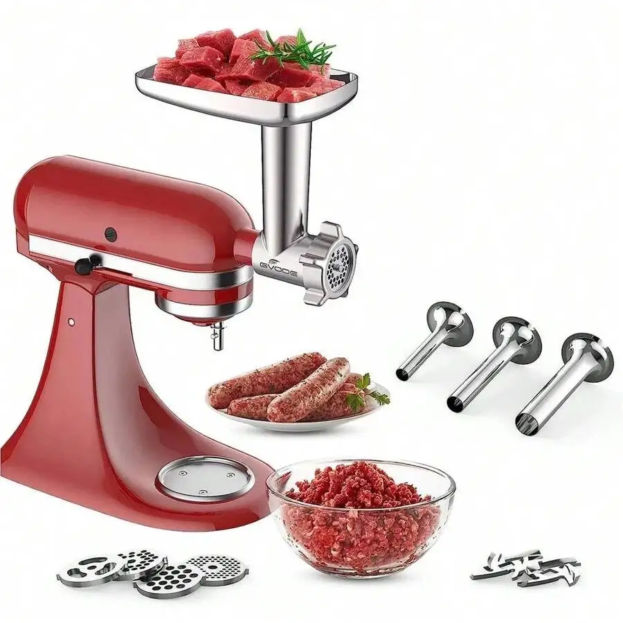 12Pcs Stainless Steel Stand Mixer Accessories Set, Multi-Functional Meat Grinder Attachment Kit With Grinding Plates, Sausage Tu