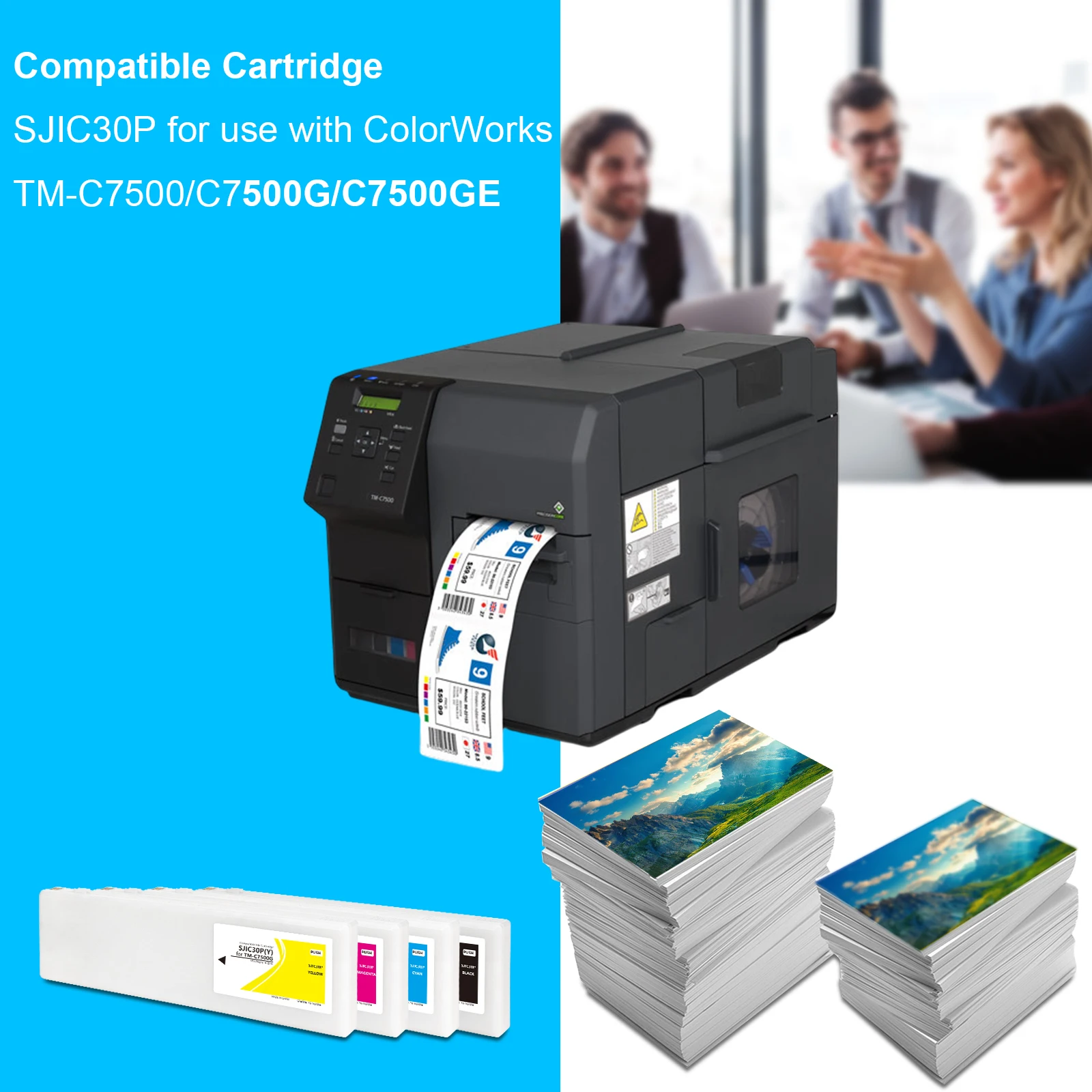 C7500G SJIC30P Compatible Cartridge for Epson C7500G C7500GE Printer with Label Printer Pigment Ink with One Time Use Chip