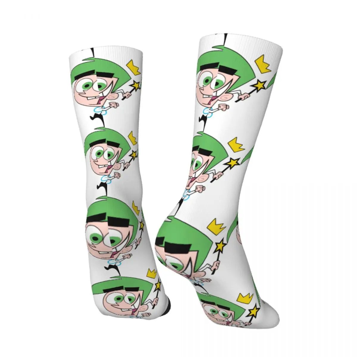 Funny Crazy Sock for Men Cosmo Hip Hop Harajuku The Fairly Odd Parents Happy Seamless Pattern Printed Boys Crew Sock Gift