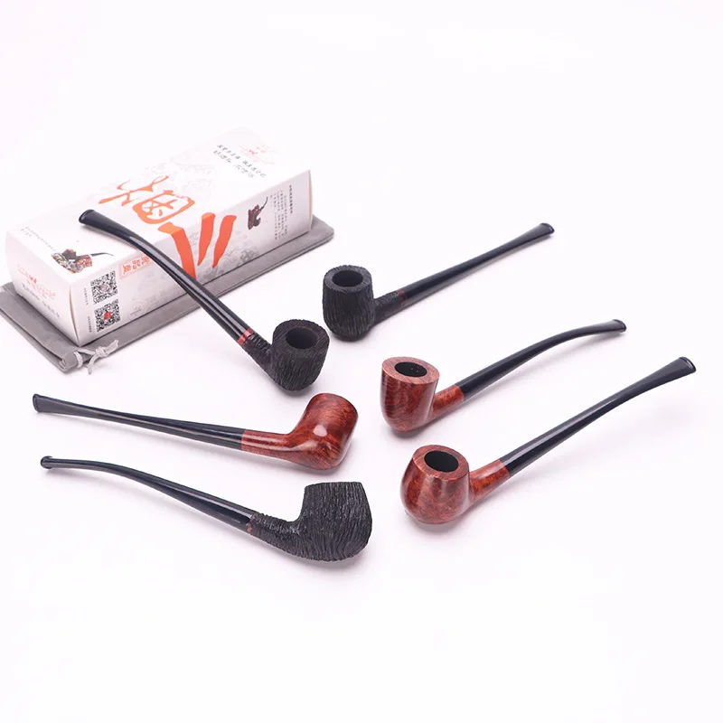 1pc Handmade Briarwood Tobacco Pipe Straight Handle Judge Smoke Pipe Standard Decorative Ring 3mm Pipe Channel