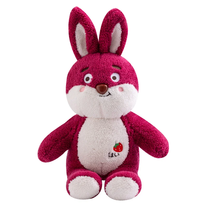 

Fragrant strawberry hugging rabbit Fuchsia Strawberry embroidery Plush pillow doll