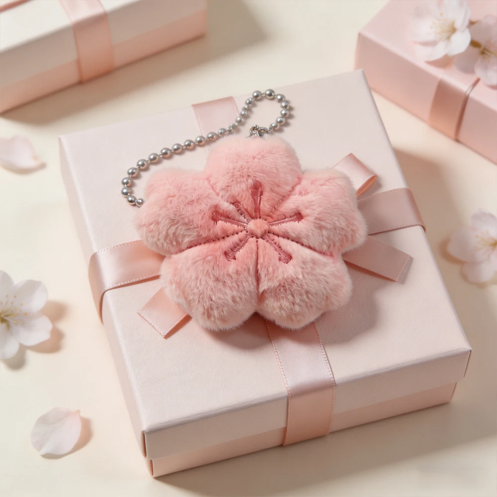 

2026 New Sakura Series Healing Plush Doll Pendant Keychain Cute Cherry Blossom Keyring Girl Gift for Girlfriend Bag Decoration