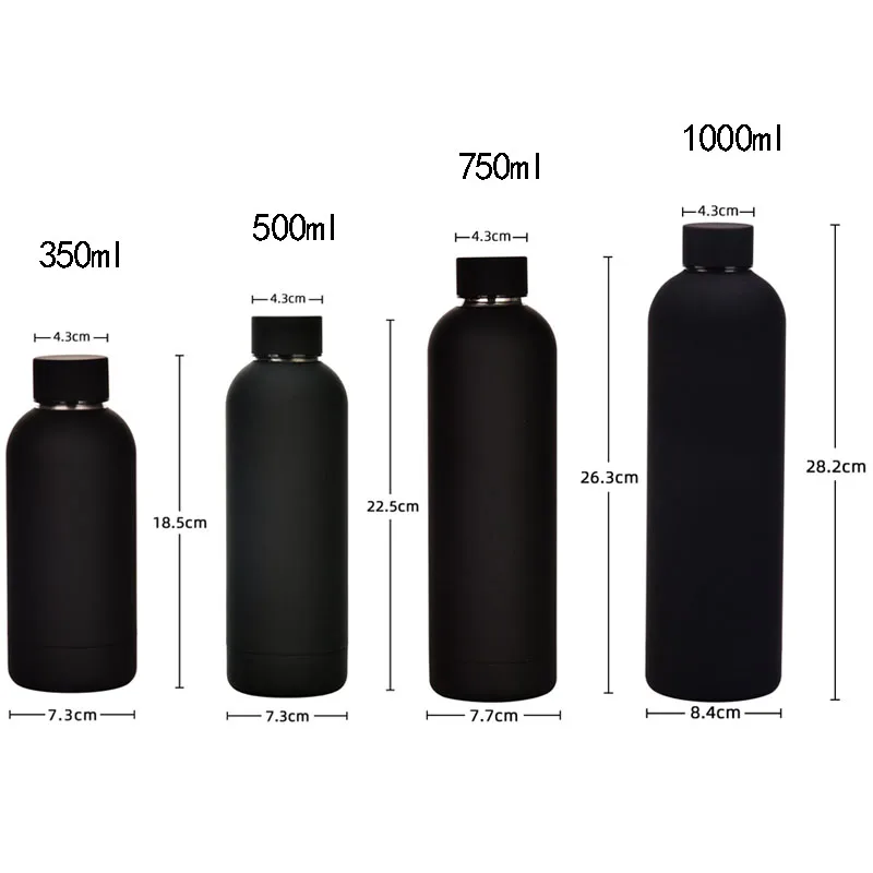 350/500/750/1000ml Sports Thermal Water Bottle For Camping Gym,Double-Layer Stainless Steel Drinkware,Small Mouth Thermos Cup